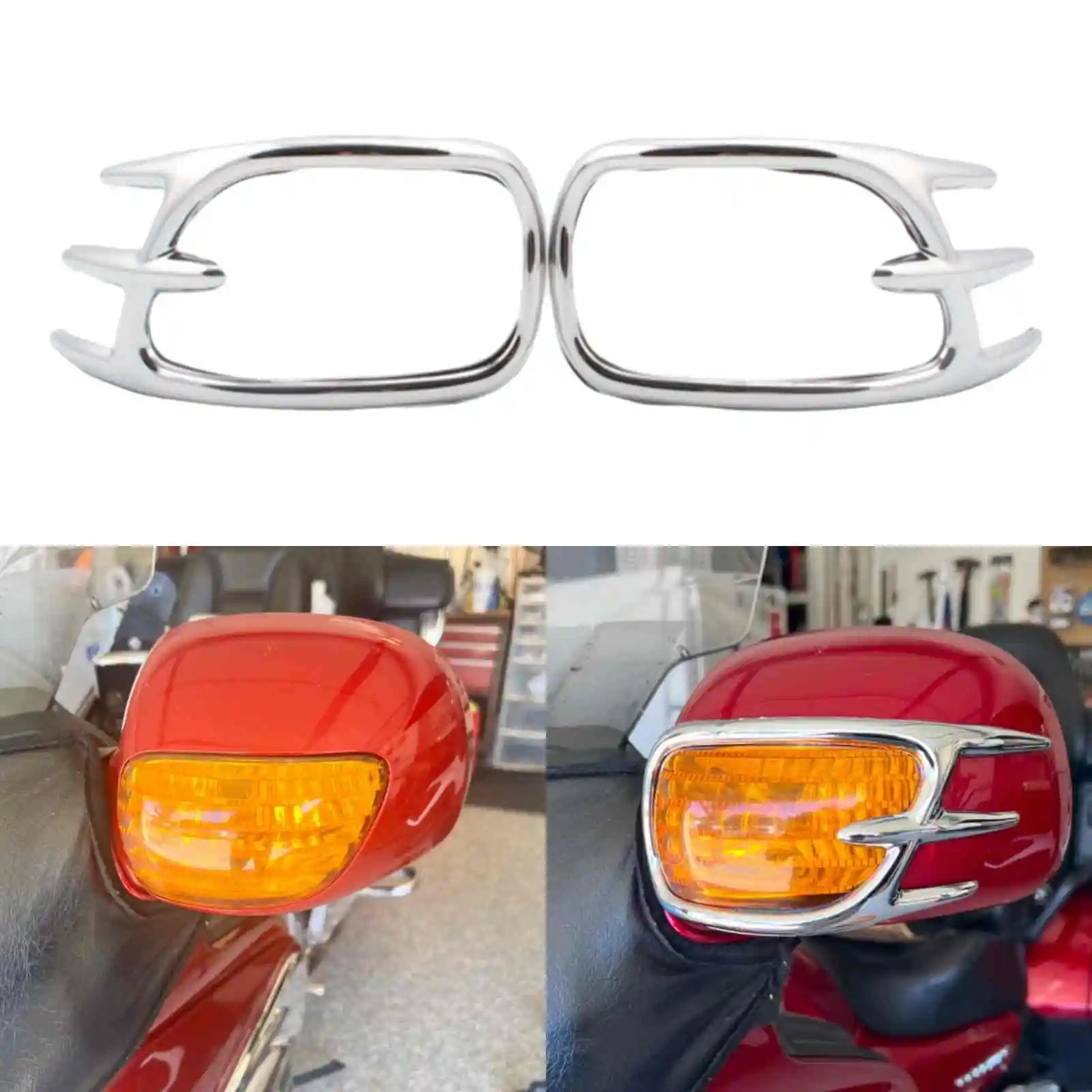 Motorcycle Accessories Mirror Housing Chrome Mirror Cover Trims Rearview Cap ABS Pair for Honda Goldwing GL1800 2001–2017