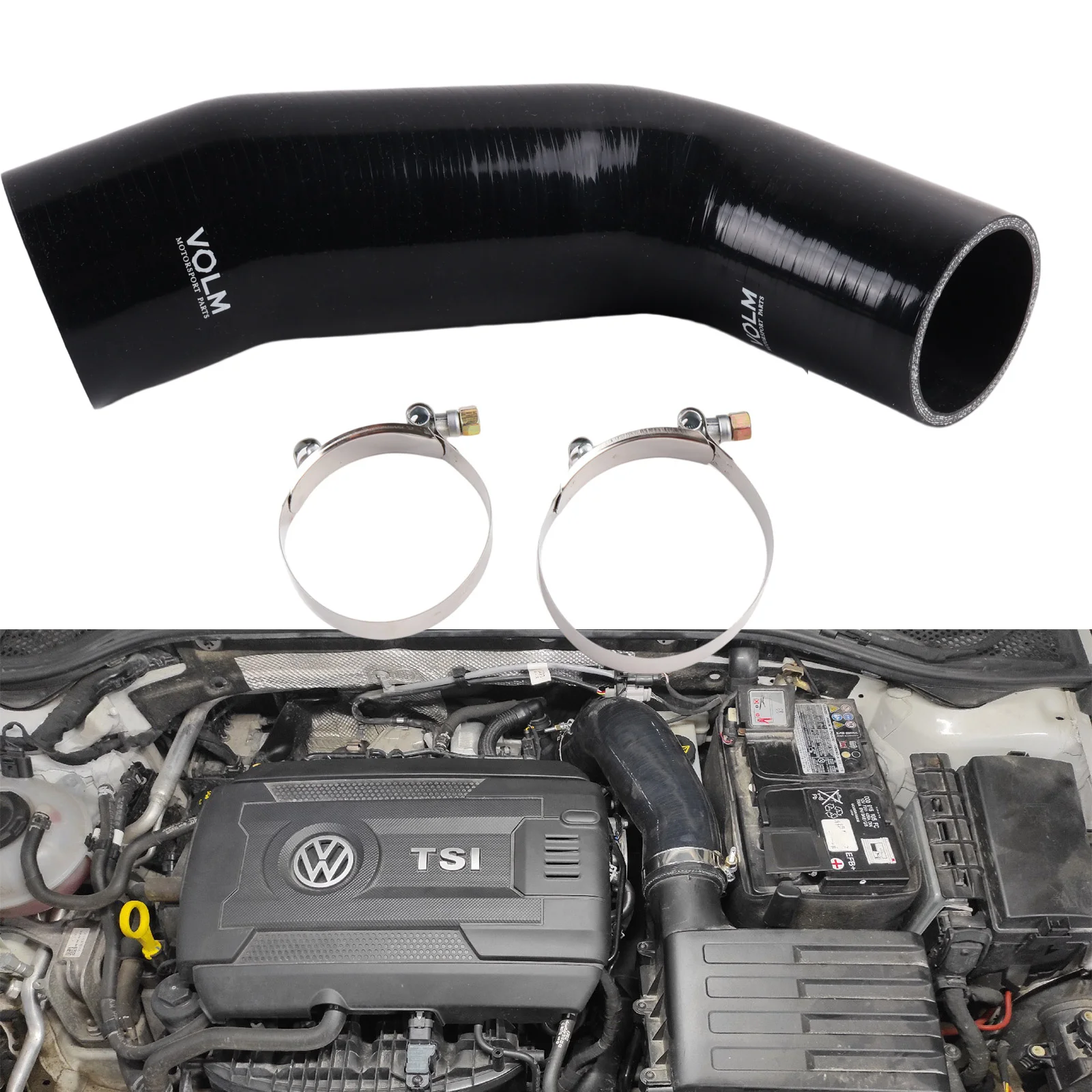 Turbo Inlet Air Intake Silicone Hose for EA888 3rd Gen SEAT Leon MK3 1.8T 2.0T with Volm Logo - Performance Auto Part view 5