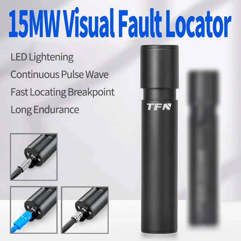 TFN DL15M penguji kabel serat optik, VFL 15KM pengisian daya pena lampu merah Visual Fault Locator