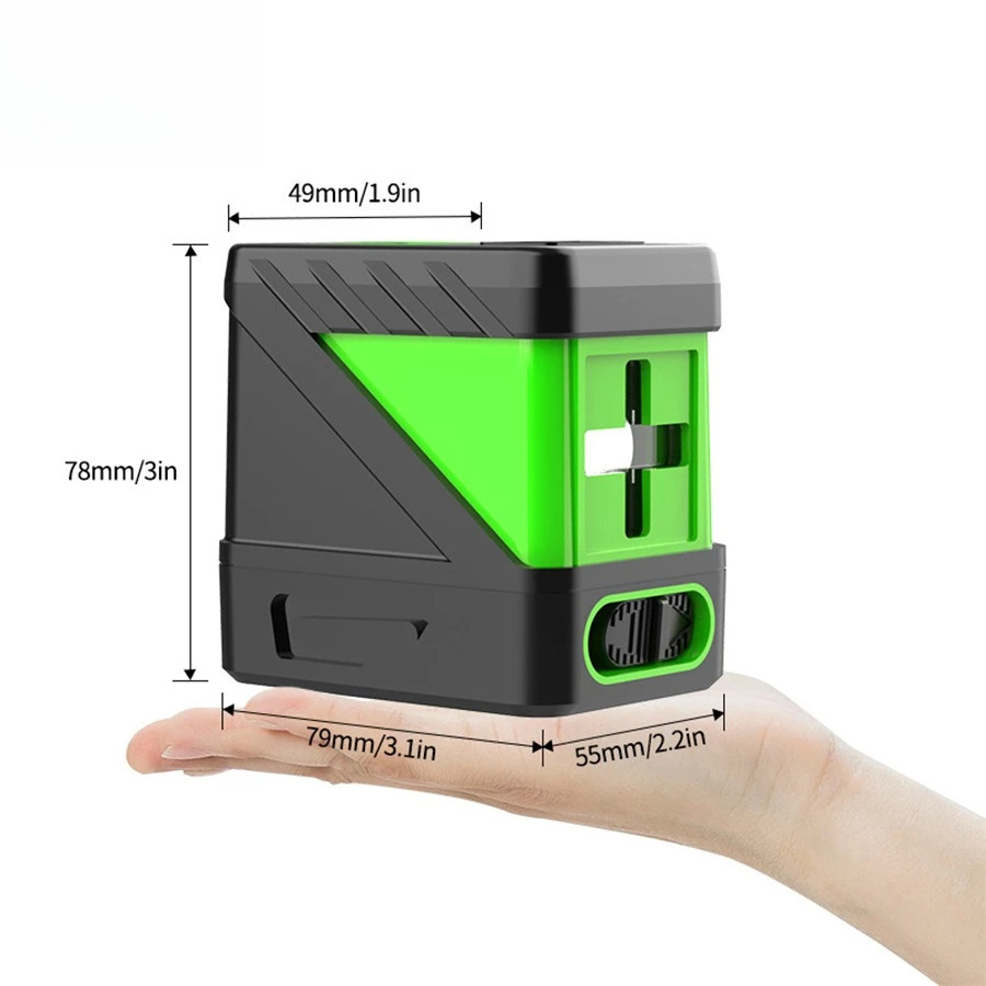Compact 2-Line Green Laser Level, High Brightness Fine Beam Portable Mini Laser Level for Home Construction
