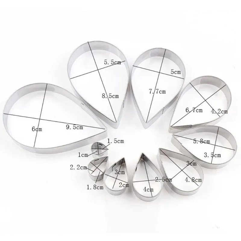 10Pcs Petal Drop Rose Cutting Die Cutters Bread Making Baking Mould Fondant Mold Biscuit Craft DIY Family