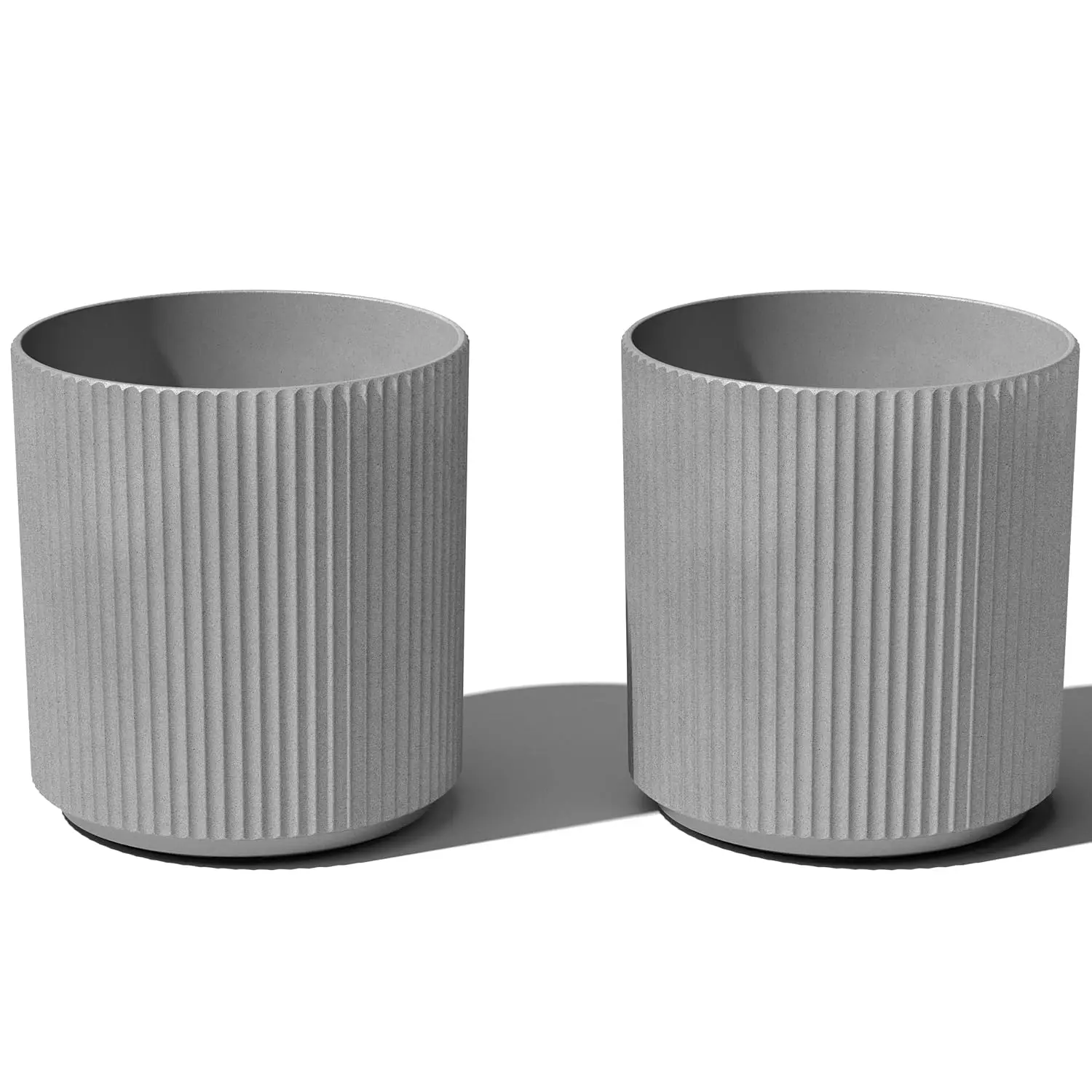 Round Demi Planter Pots for Indoor/Outdoor Garden Use | Made from Plastic - Concrete Mix with Drainage Holes | Perfect for Small