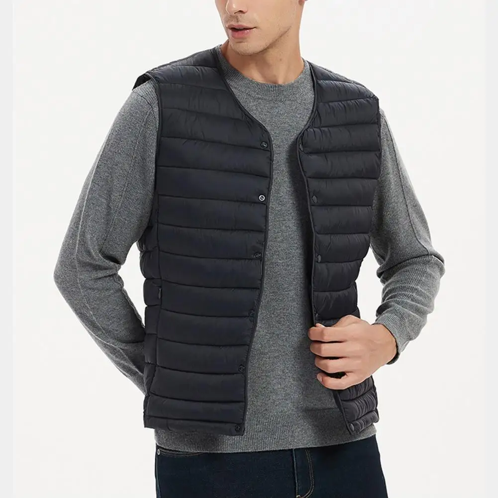 Stylish Men Winter Coat Single-breasted Thermal Slim Fit Firm Stitching Men Vest Coat