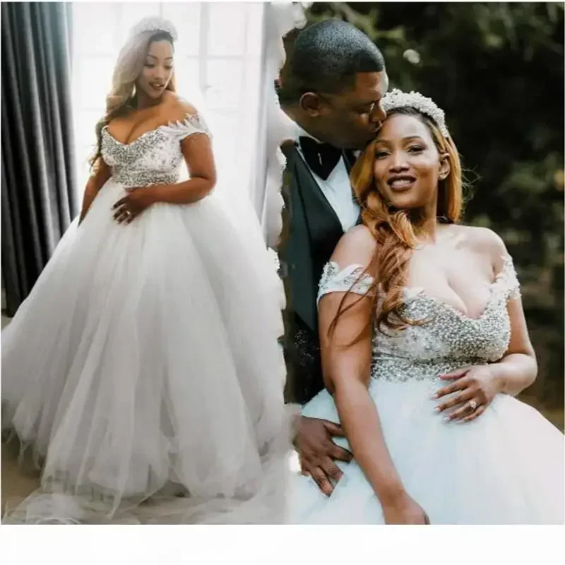 فساتين زفاف مخصصة مقاس كبير زي العرائس الأفريقي قبالة الكتف مطرز الإمبراطورية بوهو البلد فستان 2024 رداء رخيص