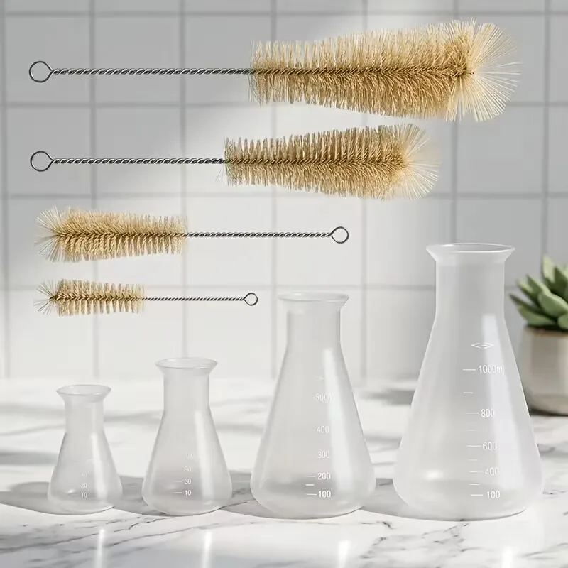 Laboratory triangle flask cleaning brush with plastic large capacity triangle measuring cup, suitable for laboratory research