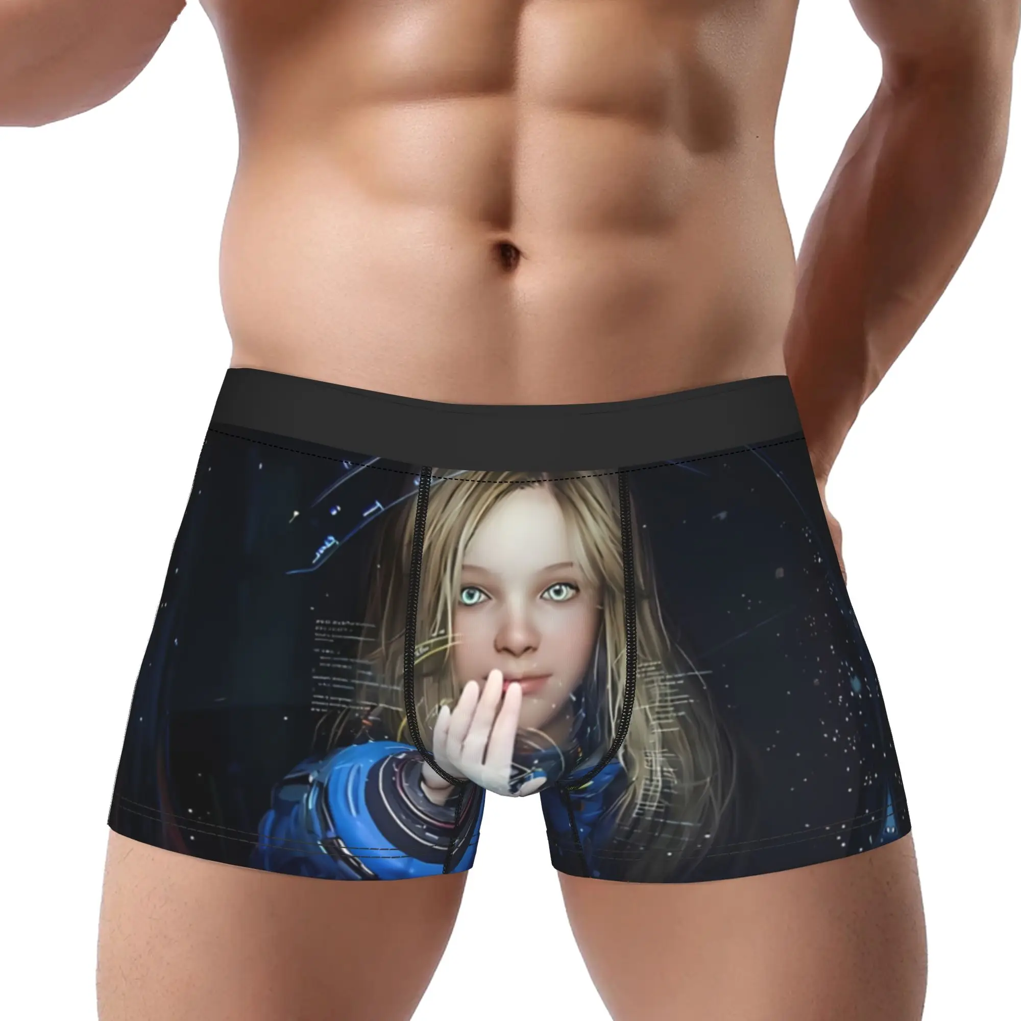 

Black PRAGMATA Underpants Breathbale Panties Male Underwear Ventilate Shorts Boxer Briefs