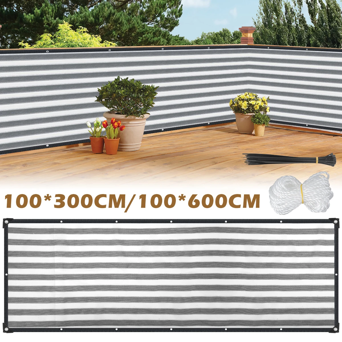 

Balcony Privacy Screen 95% Shading UV-Resistant Fence Screen Heat Resistant Outdoor Privacy Screen with Rope Protection Fencing