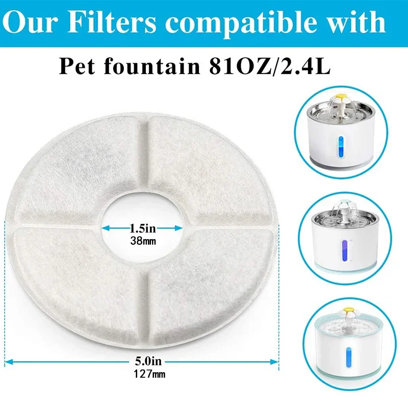 Activated Carbon Replacement Filter for Cat Dog Water Drinking Fountain - 4/8/12 Pcs Fountain Dispenser Filters