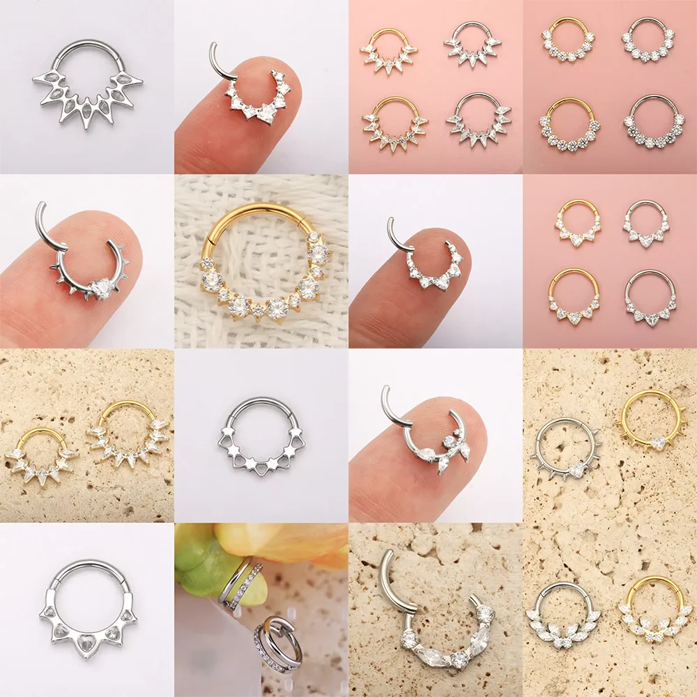 F136 Titanlegierung, hochwertiger Luxus-Ohrring mit Scharnier, modischer und eleganter Stil, Nasenseptum-Ring, Körperpiercing-Schmuck – Detail 10