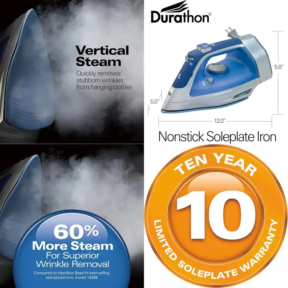 

Синий вертикальный отпариватель мощностью 1500 Вт с защитой от капель, шнуром 2,4 м и 3-сторонним выключением для одежды