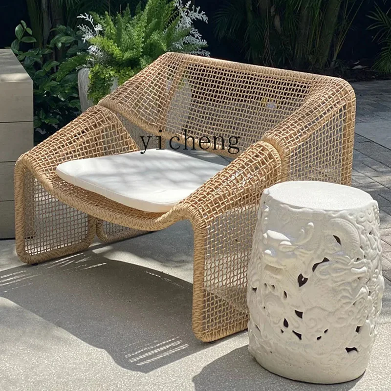 Zz كرسي الروطان الخارجي أريكة واحدة الروطان شرفة طاولة القهوة B & B فندق حديقة فناء طاولات وكراسي الديكور