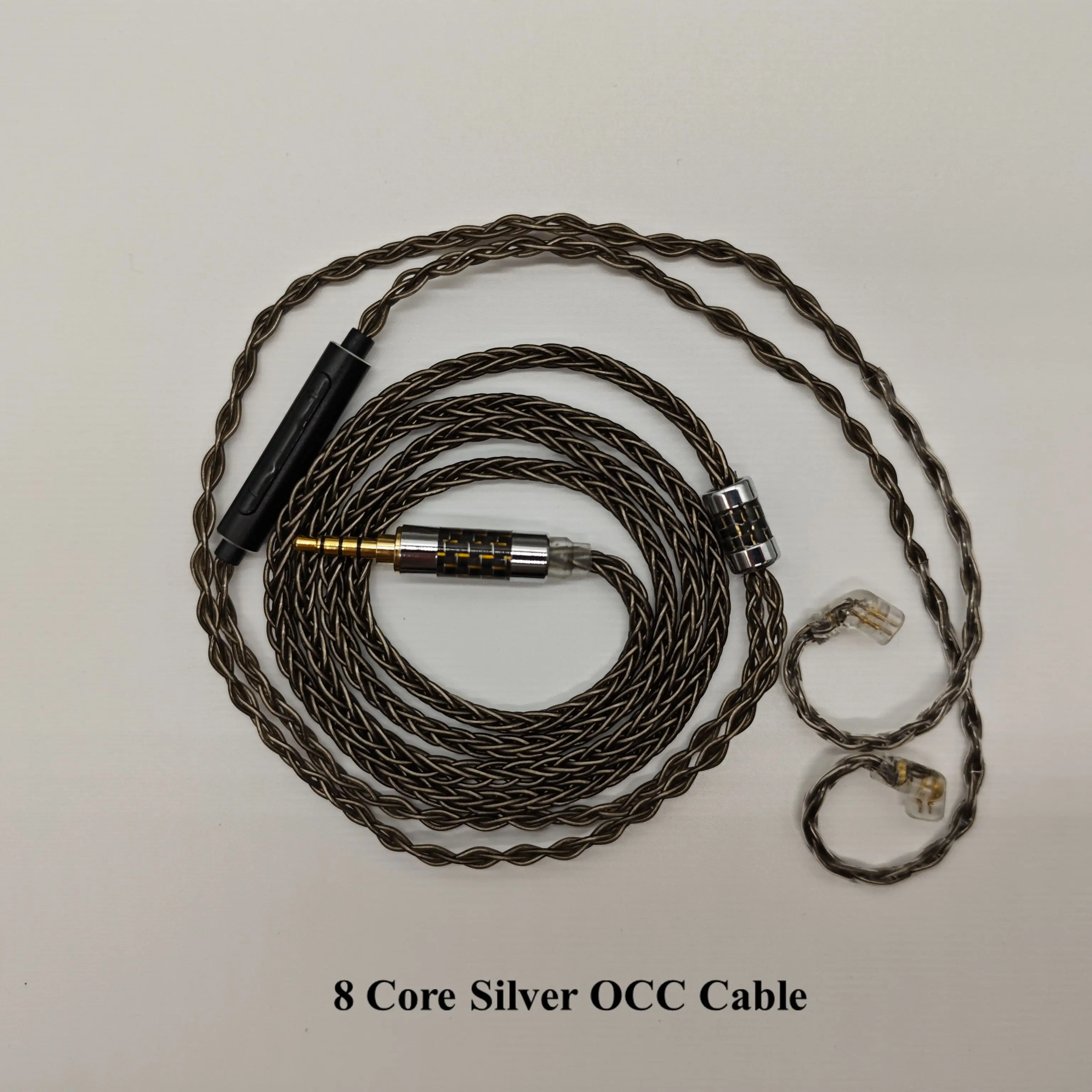 KZ Cable High Purity 8 Core OCC Silver Plated Flat Upgrade Earphone Cable 3.5mm with MIC Plug for KZ DQ6 ZAX ZS10 PRO ZSN ZSX