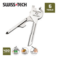 SWISS TECH 6 IN 1 Mini Multifunction Keychain Pocket Multi-Key Portable Screwdriver EDC Outdoor Tools Gadgets Bottle Opener