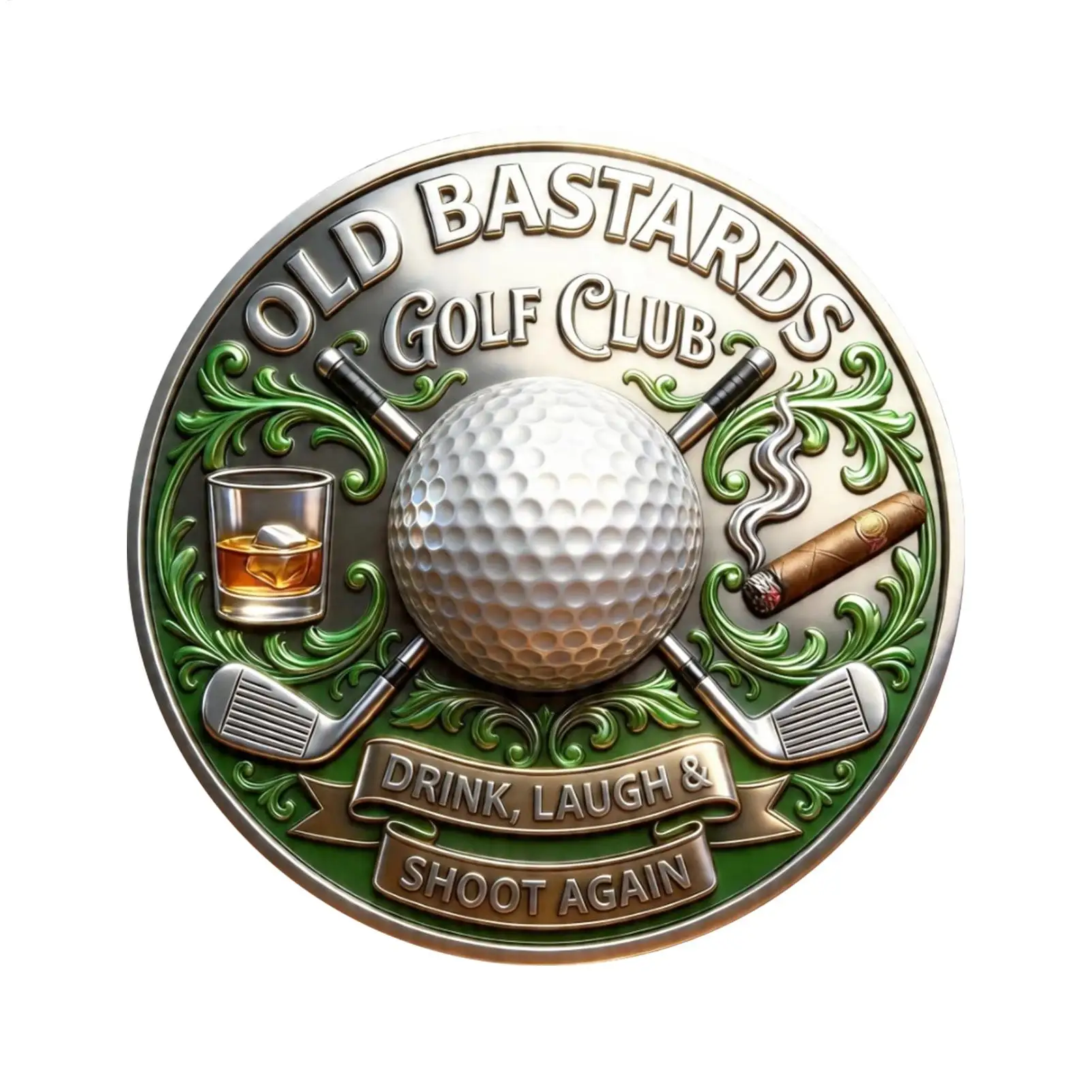 Golf Coin Funny Decoration Double-Sided Engraved Pattern Golf Challenge Coin For Fans Adults Children Elderly Home Shelf Craft