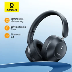 Baseus Bass 30 Max Wireless Headphones Bluetooth 5.3 40mm Bass-Enhancing Diaphragm 50H Over Headset Ultra Low Latency Earphones