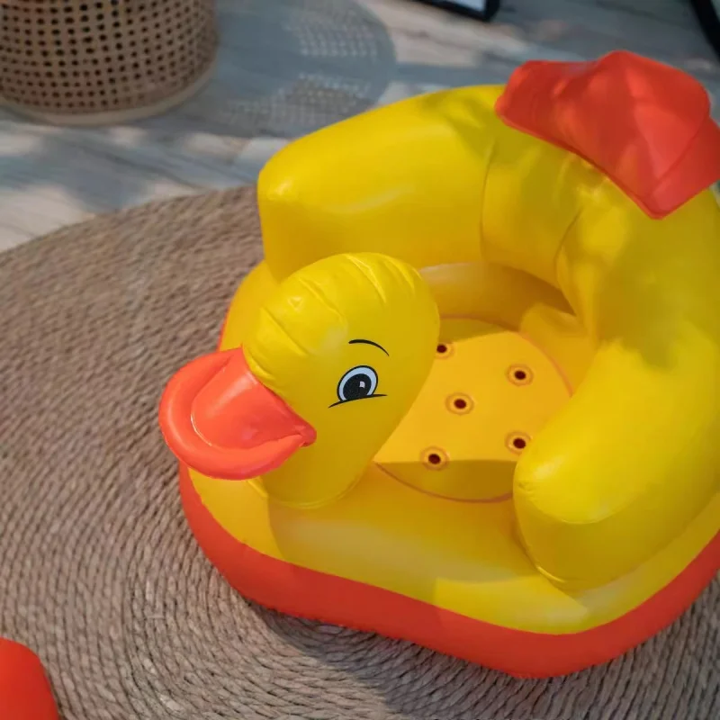 Baby Chair Seat Inflatable Chair PVC Kids Sofa Yellow Duck Portable Bath Toys Multifunctional Bathroom Cute Baby Dining Chair