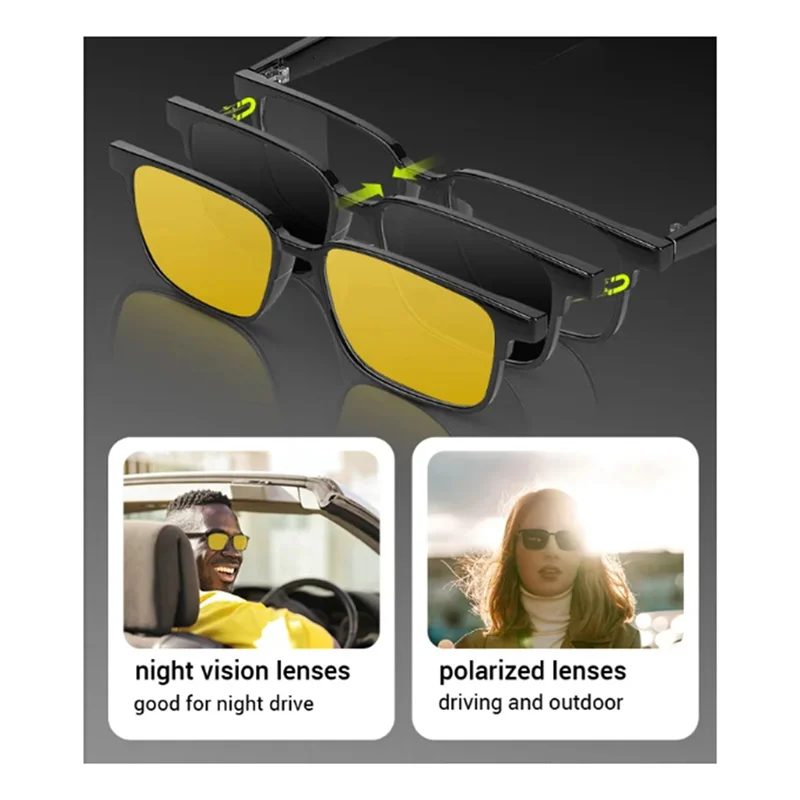 Солнцезащитные очки с интеллектуальным переводом AI, очки для перевода, Bluetooth-аудио-очки, наушники-перевод, упаковка 1 в 3, X64A