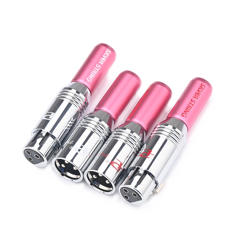 4PCS HiFi XLR Plugs Hi-end Pink Color 3Pin Output/Input XLR Connector for XLR Audio Cable