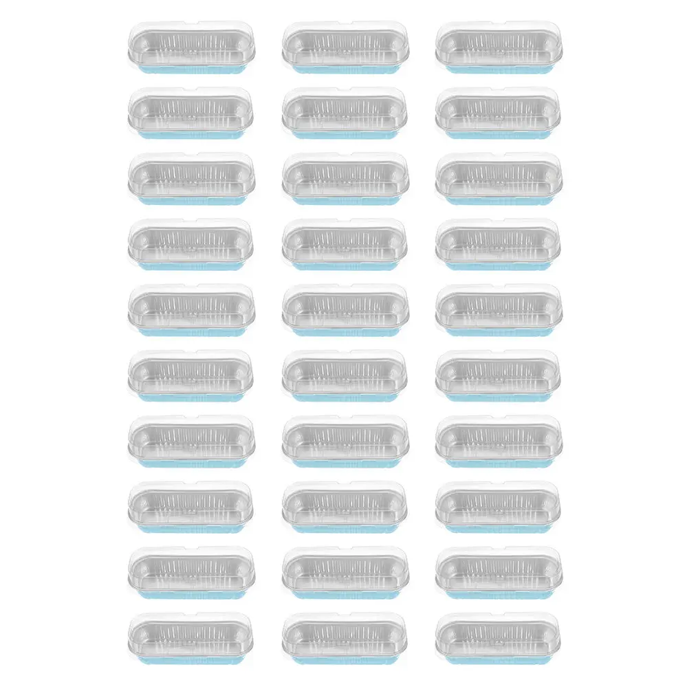 30pcs 200ML Baking Mold Mini Loaf Pans Lids Plastic Food Container Disposable Aluminum Foil Cake Pans Safe Material