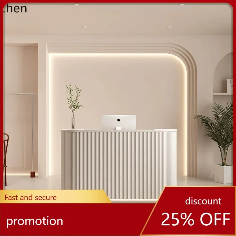 

HXL Modern Minimalist Curved Paint Bar Table Company Front Desk Dental Hospital Reception Desk