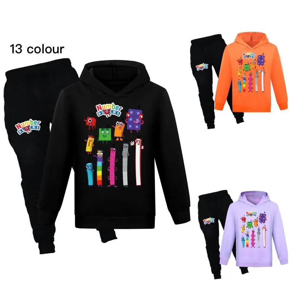 

Spring Autumn numberblocks Hoodies + pants 2pcs Sets Kids Clothes Girls Anime Sweatshirt Baby Boys Tops Teen Cartoon sportswear