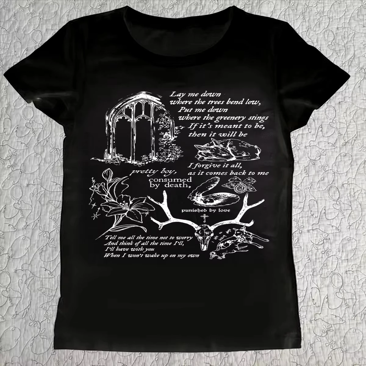 2000s Women Streetwear Long Sleeve Skinny Summer Tee Emo Girl Short Top Y2k Vintage Goth Letter Print Harajuku T-shirt Crop Tops