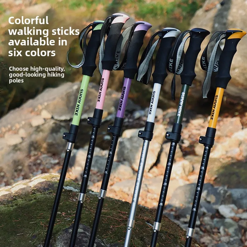 5 Section Folding Trekking Poles Ultralight 7075 Aluminum Hiking Staff with External Lock for Backpacking