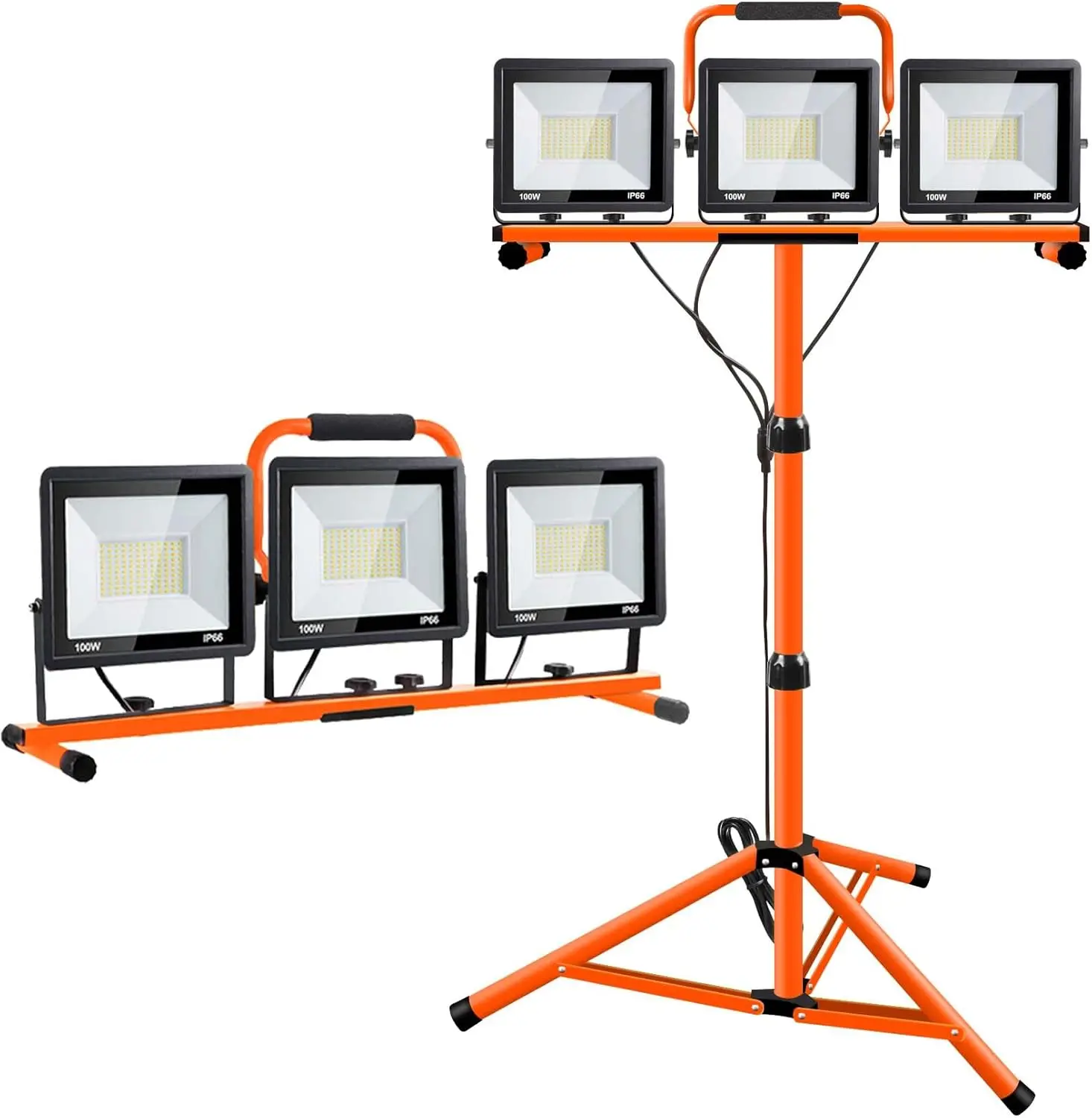 21000 Lumen Work Lights with Stand, 3 Adjustable Head LED Work Light, with Adjustable and Foldable Tripod Stand, Waterproof Lamp