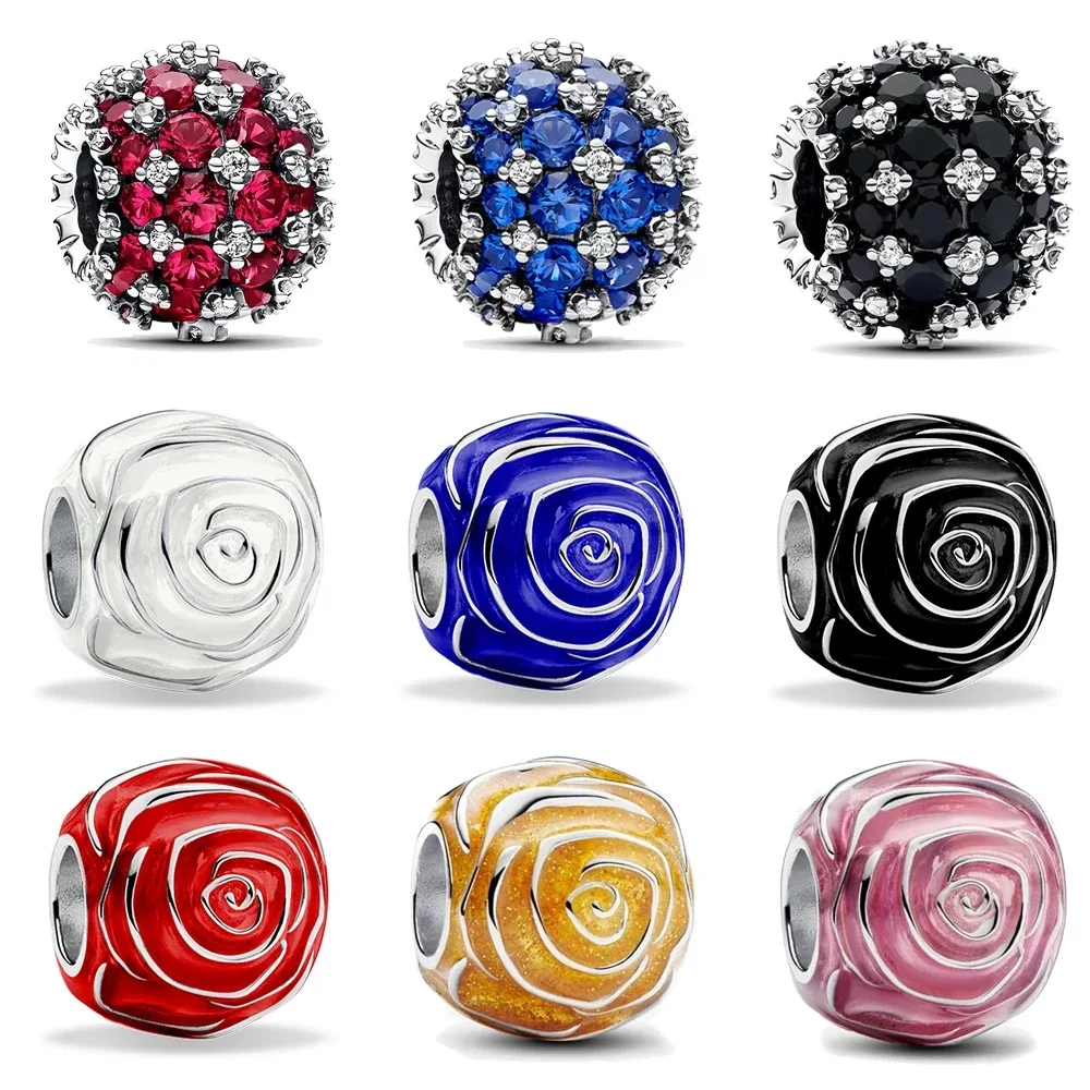 

Шарм-Роза из серебра 925 пробы для изготовления оригинального браслета, ожерелья, ювелирных изделий