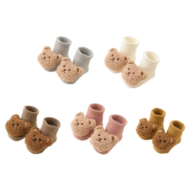 1Pair Infant Warm Baby Boys Girls Cartoon Bear Winter Shoes Breathable Socks Short Stocking Toddlers First Walkers