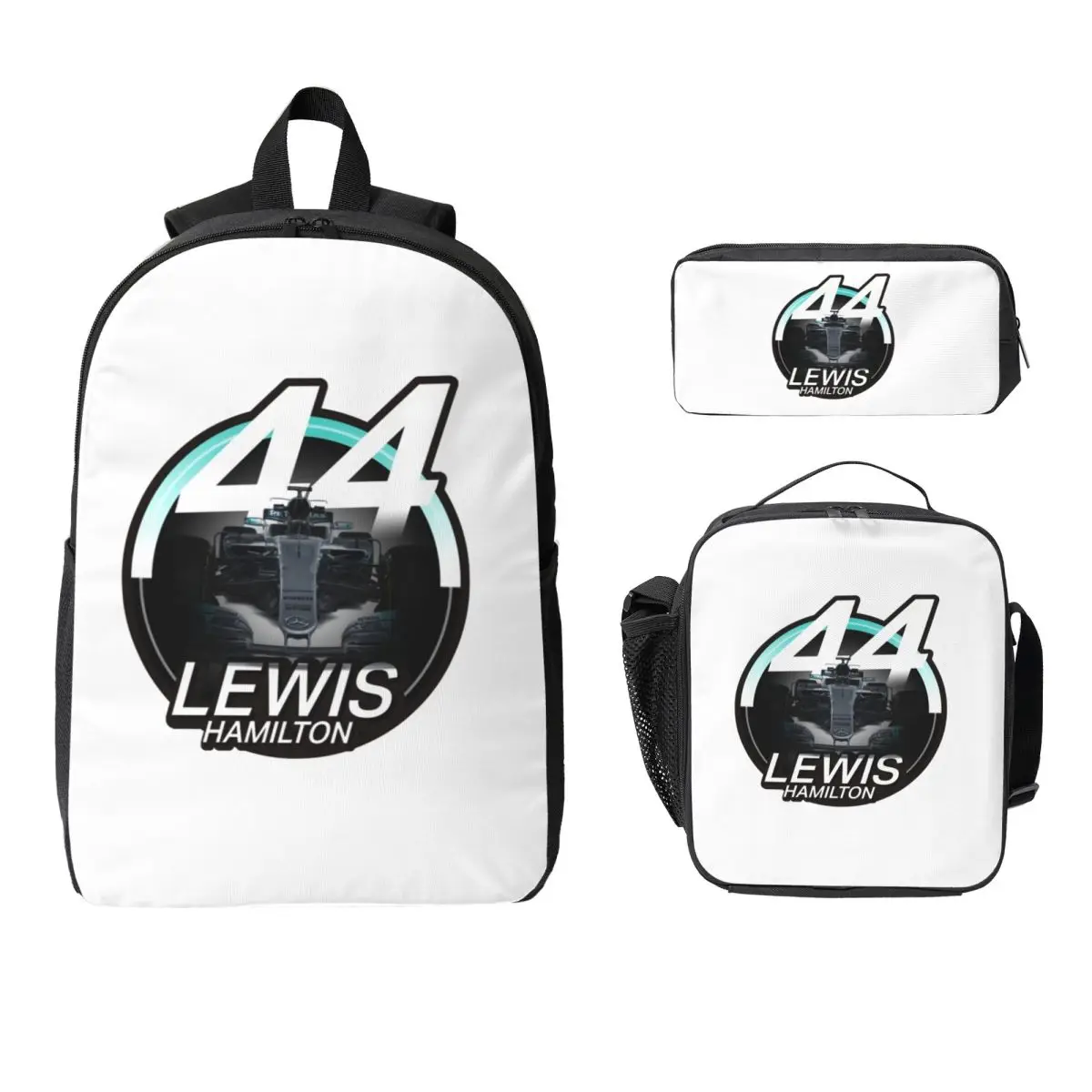 

Lewis Hamilton 44 Backpack Student Boys Girls BookBag School Bag Computer Shoulder Bags 3ps Insulated Lunch Bag Pencil Case