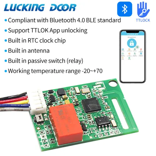 TTLOCK App Bluetooth Módulo de cerradura electrónica Módulo de cerradura de placa Sistema de control de acceso de puerta de salida de relé