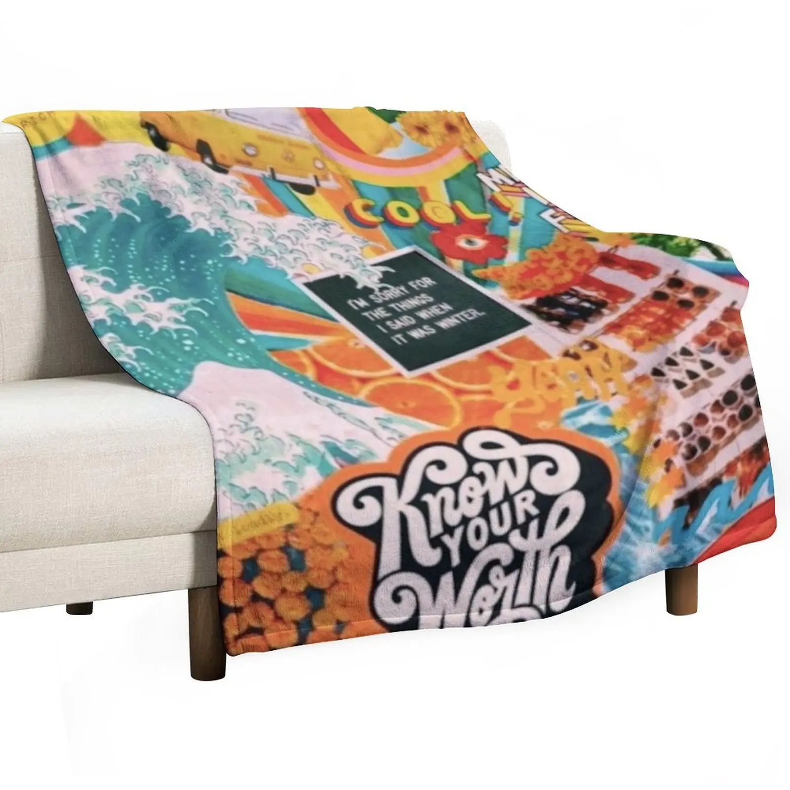 Cool Collage.5 Throw Blanket Nap Multi-Purpose Vintage Tourist Blankets