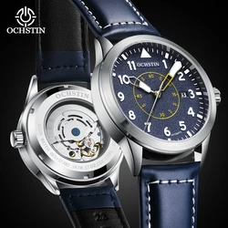 OCHSTIN Classic Mens trasparente Back multifunzionale Auto Date Week Dial orologi da polso Fashion Mechaninal Design orologio automatico