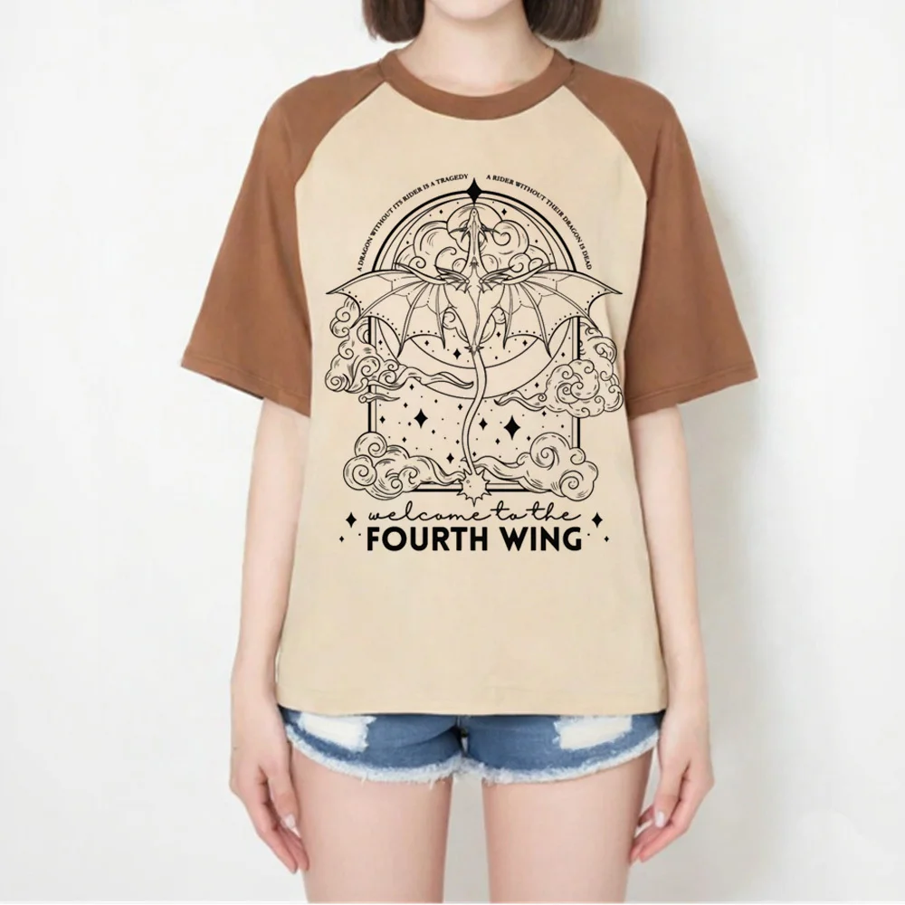 Fourth Wing shirt female Retro anime korean clothes Graphic Colorful hip hop t shirt korean clothes Retro Digital Grunge