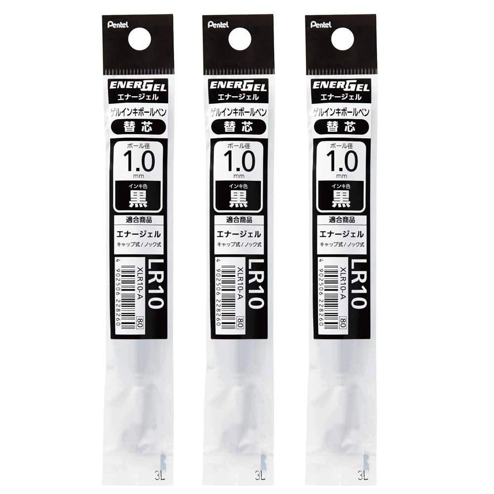 

3 шт. Pentel Refill XLRN5 — стержень для гелевых чернил 1,0 мм, черный, синий, красный, стержень для гелевой ручки для Pentel Energel Infree, средняя точка 1,0 мм