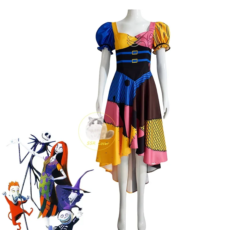 할로윈 샐리 슈트 코스프레 의상 애니메이션 영화 바디 슈트 스판덱스 점프 슈트 파티 카니발 레깅스 죽은 자의 날 젠타이 세트