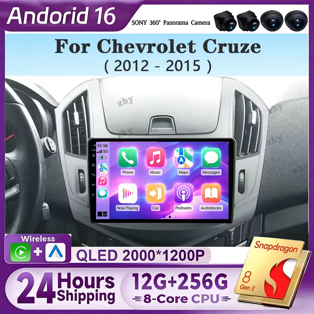 Android 16 Carplay Auto For Chevrolet Cruze J300 J308 2012 - 2015 Car Radio Multimedia Video Player Navigation GPS DSP 4G WiFi
