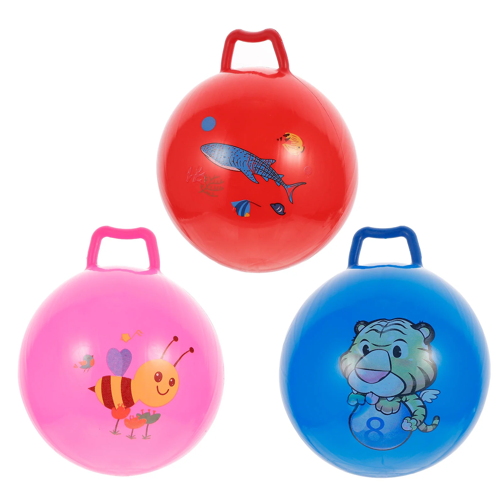 

3 Pcs Bouncy Ball Toy Jumping with Handle Balls for Kids Inflatable Educational