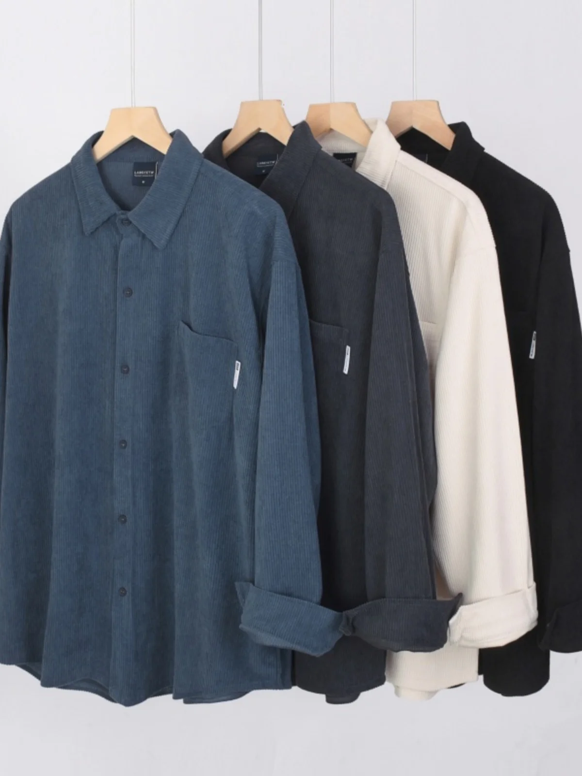 

American Sle Heavyweight Corduroy Long Sve irt Soft Skin-friendly Autumn Winter New Men's Versatile Stand Fit Fai...