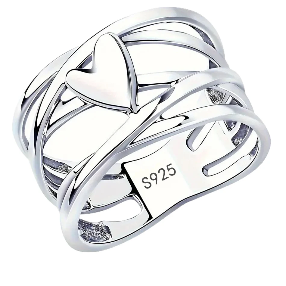 

1pc 925 Sterling Silver Exquisite Hollow Heart Ring For Women Fashion Charm Wedding Party Jewelry Couple Christmas