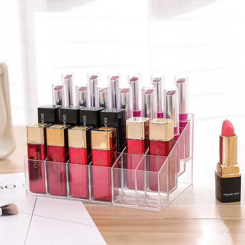 Acrylic Clear 40 Grid Lipstick Holder Stand Case Makeup Organizer Storage Box Lipstick Display Cosmetic Jewelry Organizer Box