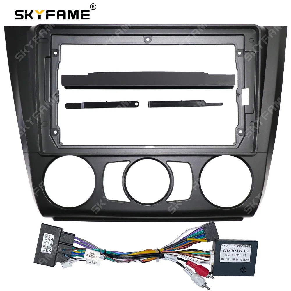 SKYFAME Car Fascia Frame Adapter Canbus Box Decoder Android Radio Dash Panel Frame Kit For BMW 1 Series E81 E82 E87 E88