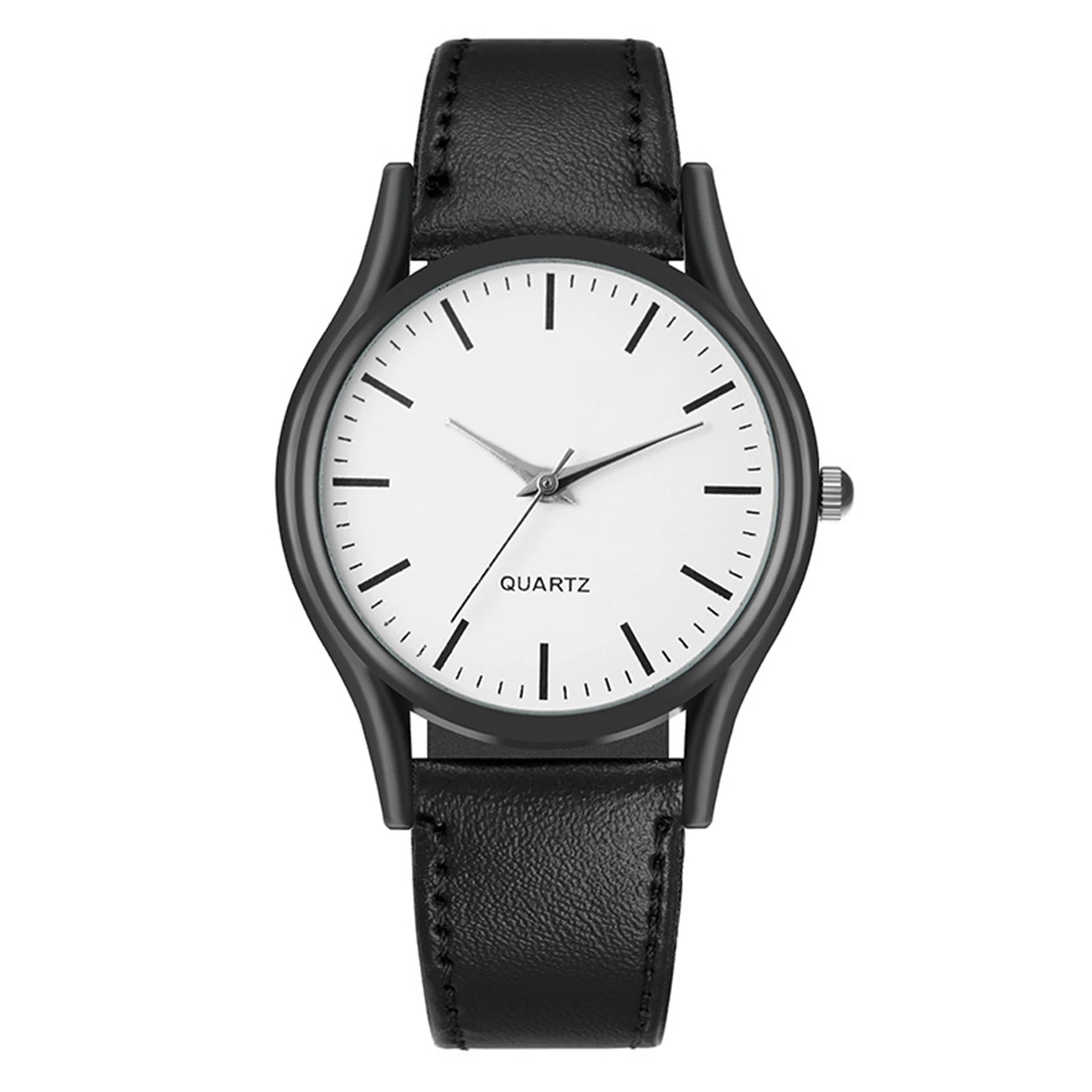 Valentines Couple Watches Minimalist Round Dial Leather Strap Quartz Wrist Watch Elegant Valentine's Day Gift