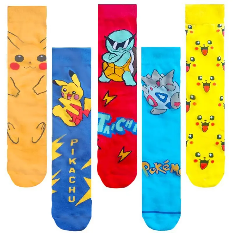 New Anime Pokemon Long Stockings Cute Pikachu Autumn Winter Warm Socks Hip Hop Skateboard Long Knitted Socks Christmas Gifts