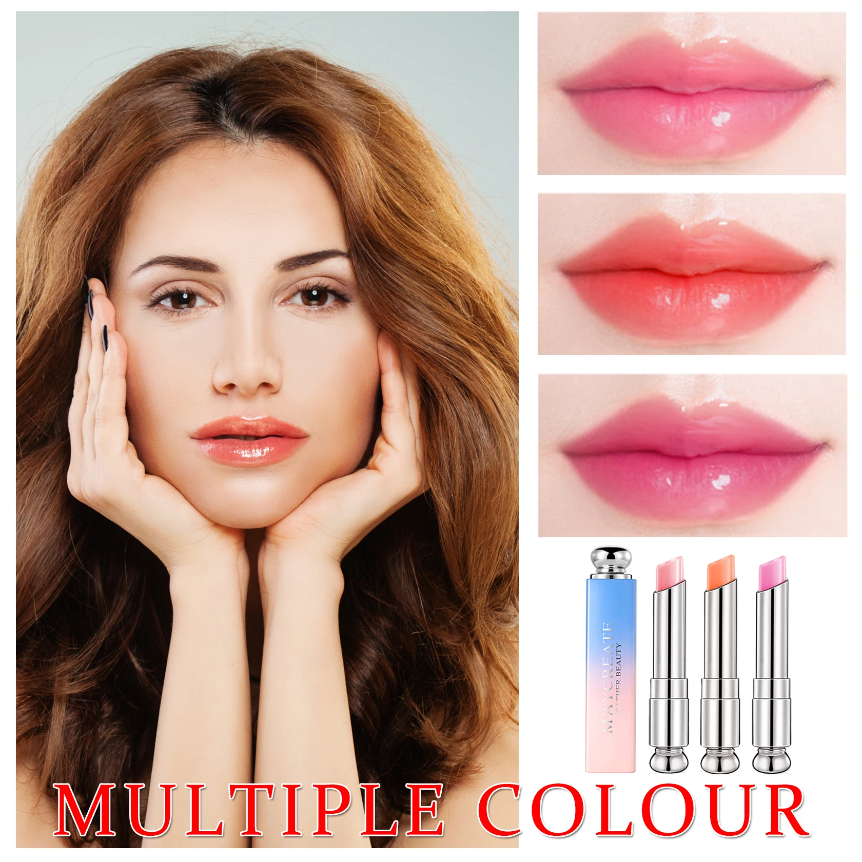 3 szt. Balsam do ust zmieniający kolor, koreańska magiczna pomadka zmieniająca kolor, tint do ust zmieniający kolor, błyszczyk z efektem tintu, długotrwały