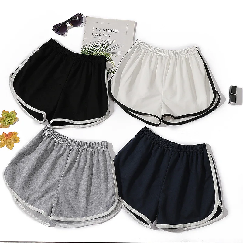 

Summer women's cotton loose women's shorts casual straight leg pants Harajuku elastic waist wide leg three quarter shorts women