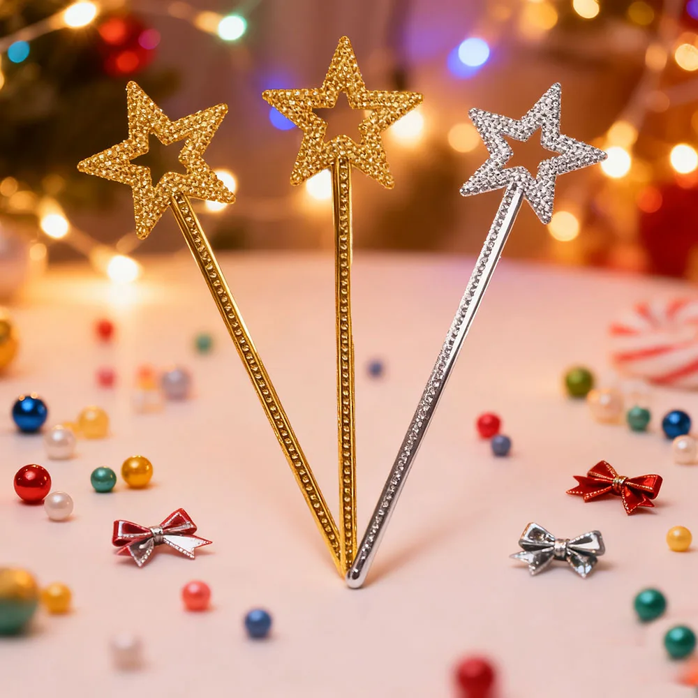 4 Stück Stern-Zauberstab – Cosplay-Zubehör für Prinzessinnenpartys und Hochzeiten, Veranstaltungen, leichte Requisite für Geburtstag, Weihnachtsfeier – Detail 4
