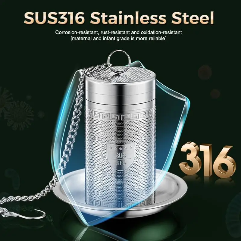 Tee-Infuser aus Edelstahl 316 mit ultrafeiner Netzverlängerungskette für das Aufgießen von losen Teeblättern zu Hause, im Büro oder auf Reisen. – Detail 6