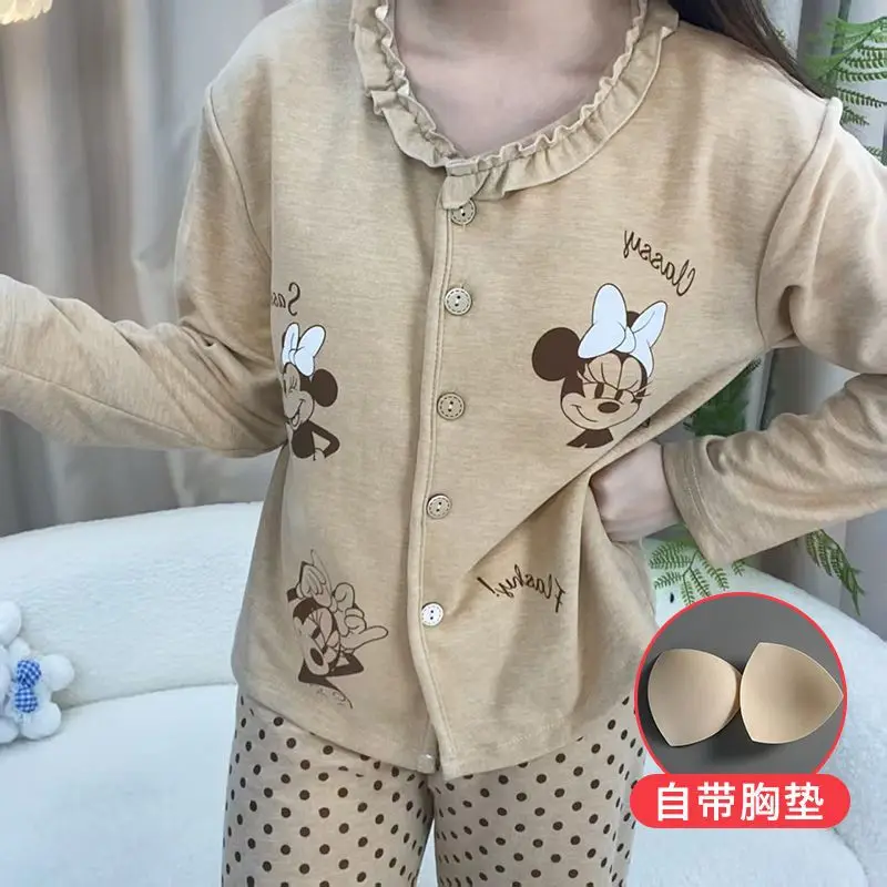 

Милые хлопковые пижамы для женщин, зимний теплый кардиган с нагрудником, длинная повседневная удобная домашняя одежда для девочек